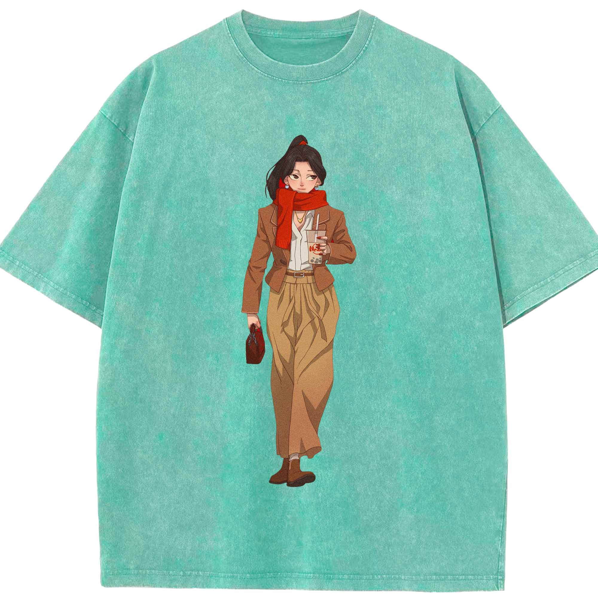 （画像用） Ne Zha 2 ナタ 魔童の大暴れ 綿100% ヴィンテージ風 半袖Tシャツ（フロントプリント）